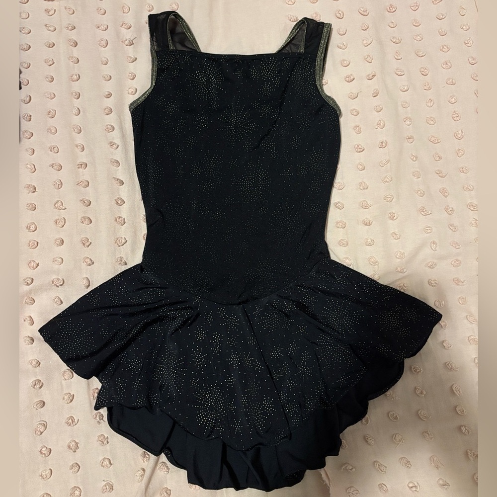 black and gold figure skating dress - excellent condition